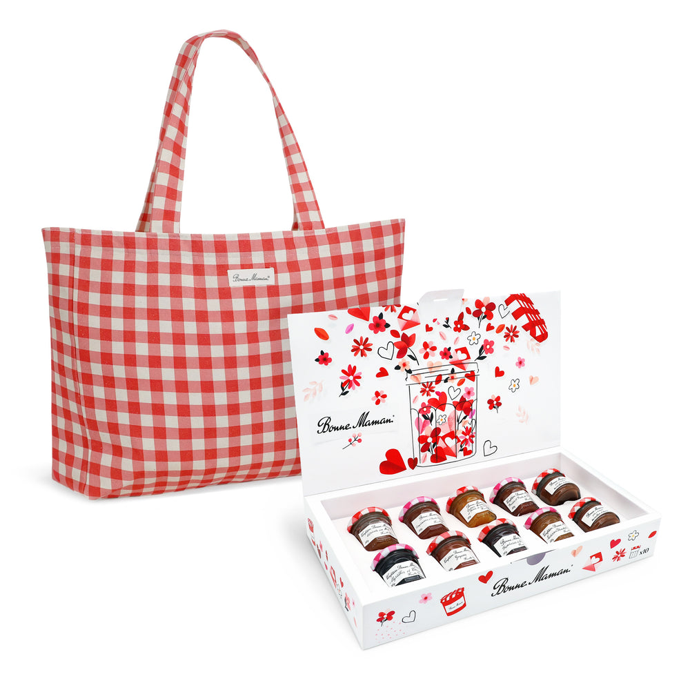 Coffret "un pot, beaucoup d'amour" et Sac cabas vichy