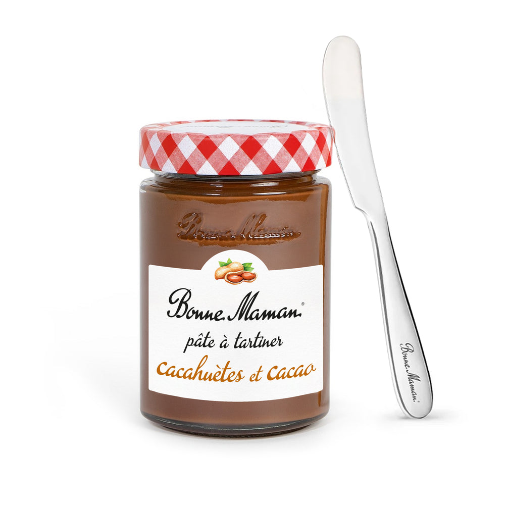 Pâte à tartiner Cacahuètes et Cacao 350g et son tartineur en métal